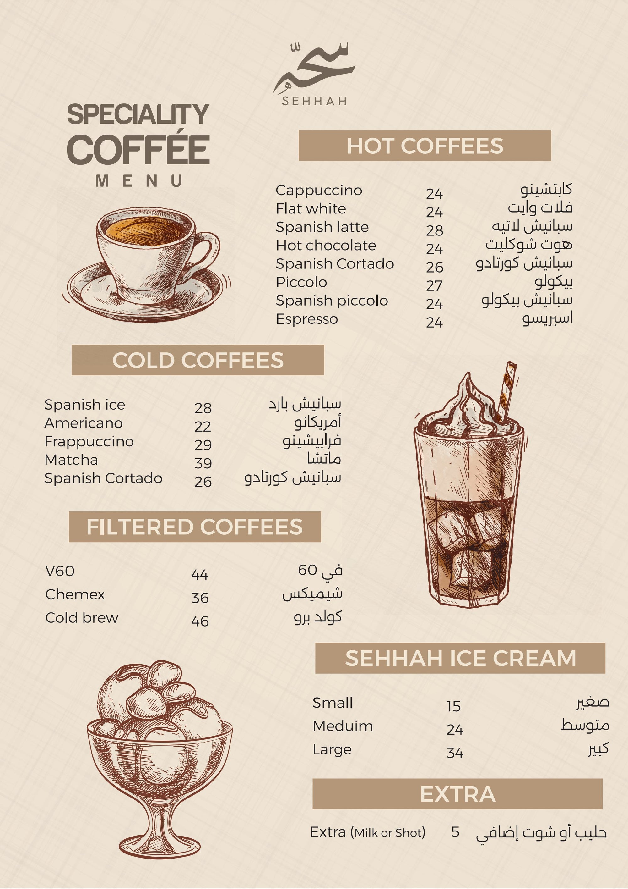Coffee Menu - مينيو القهوة المتخصصة